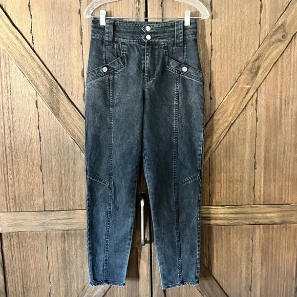 Derek Lam 10 Crosby Alexa High-Rise Tapered Denim Jeans Grey/Black Size 2 EUC - Picture 1 of 8